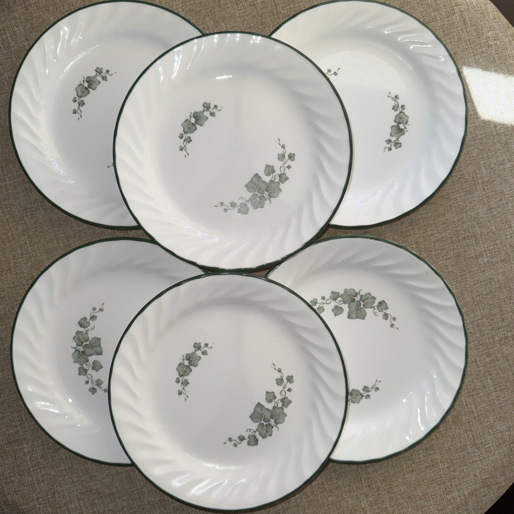 Set of 6 Corelle CALLAWAY IVY Swirl Salad /Dessert / Bread Plates 7 1/4" MINT